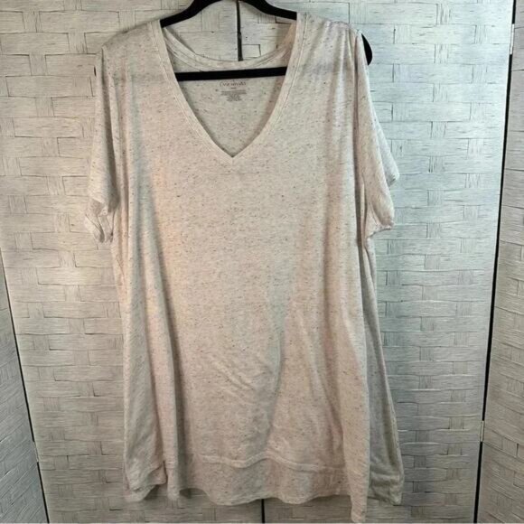 Lane Bryant cream and confetti cold shoulder T-shirt casual athleisure plus size - Picture 1 of 8